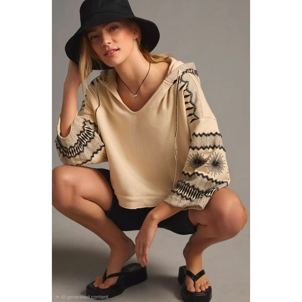 Anthropologie Embroidered Hoodie. Size M. Retails $128